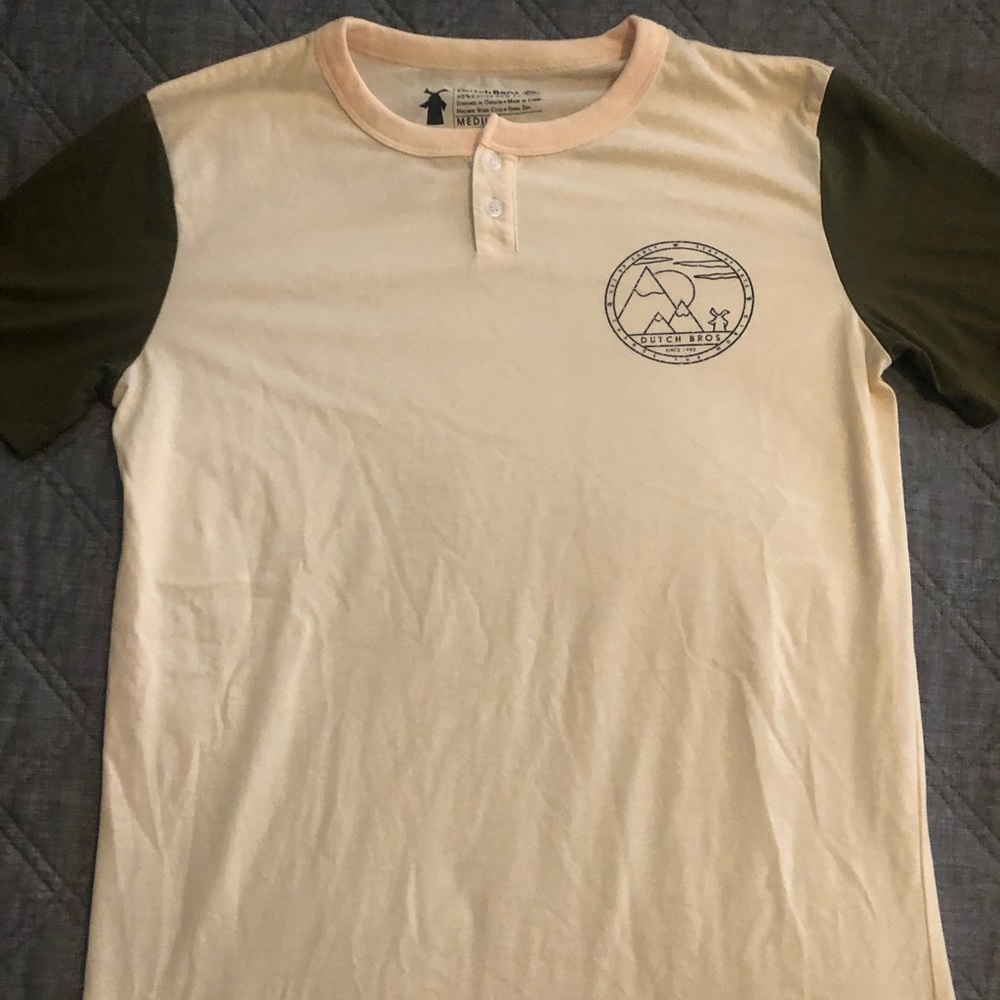 Dutch Bros two-toned shirt.